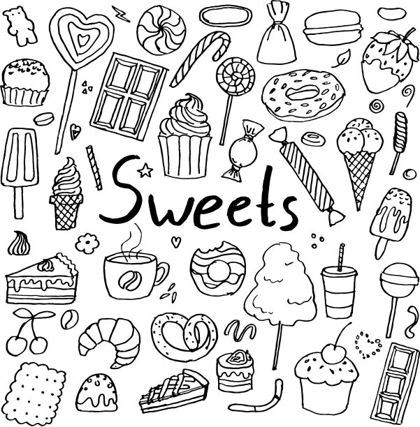 一套手绘涂鸦糖果图片下载