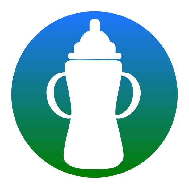 婴儿奶瓶标志白色图标在蓝色图片下载