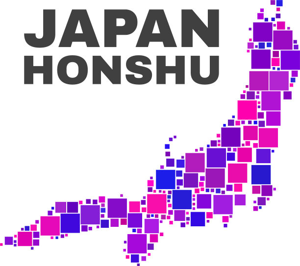 马赛克本州岛的方格元素地图图片下载