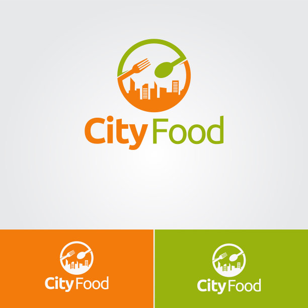 城市食品标志的图标元素和模板图片下载