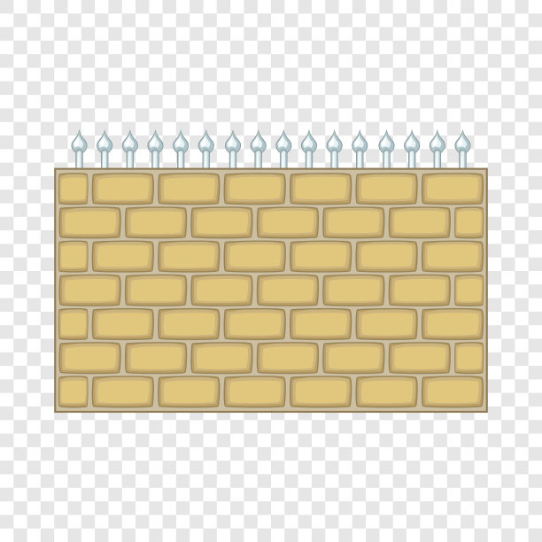 砖墙栅栏图标卡通风格图片下载