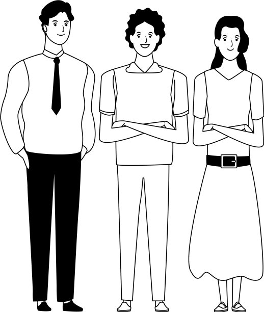 一群人化身黑色卡通人物图片下载