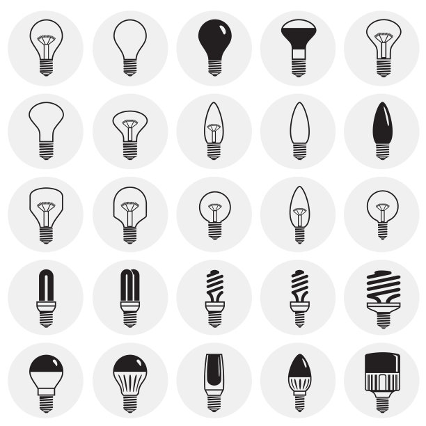 灯图标设置在圆形背景图形图片下载