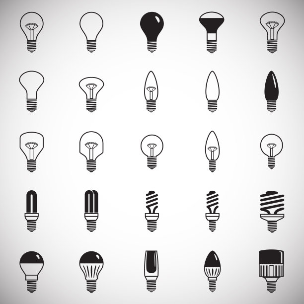 灯图标设置在白色背景的图形和图片下载