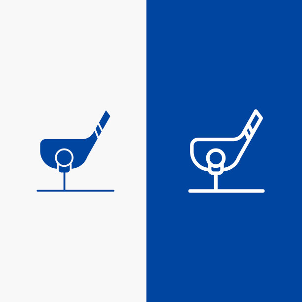 瞄准球杆高尔夫球杆线和字形固体图标图片下载