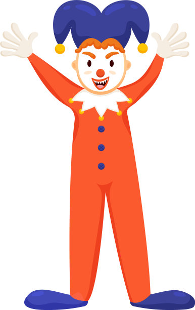 酷小丑或小丑与紫色的帽子和红色图片下载