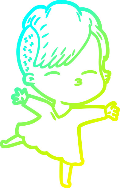 冷斜线画卡通眯眼女孩图片下载