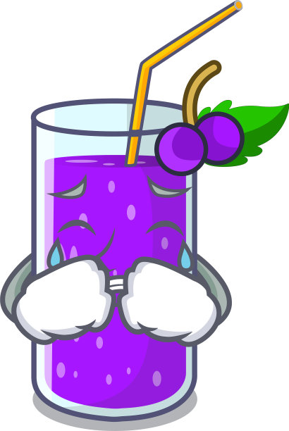 杯子里的葡萄汁哭成了吉祥物图片下载