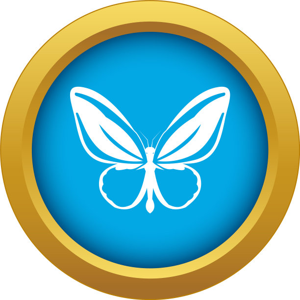 蝴蝶图标蓝色孤立图片下载