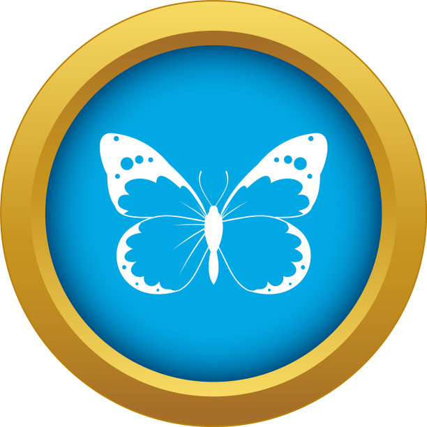 蝴蝶图标蓝色孤立图片下载