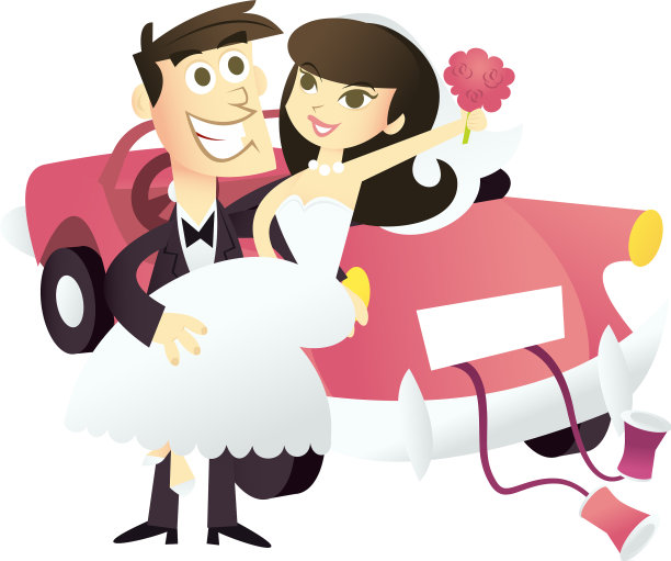 卡通夫妇刚刚结婚图片下载