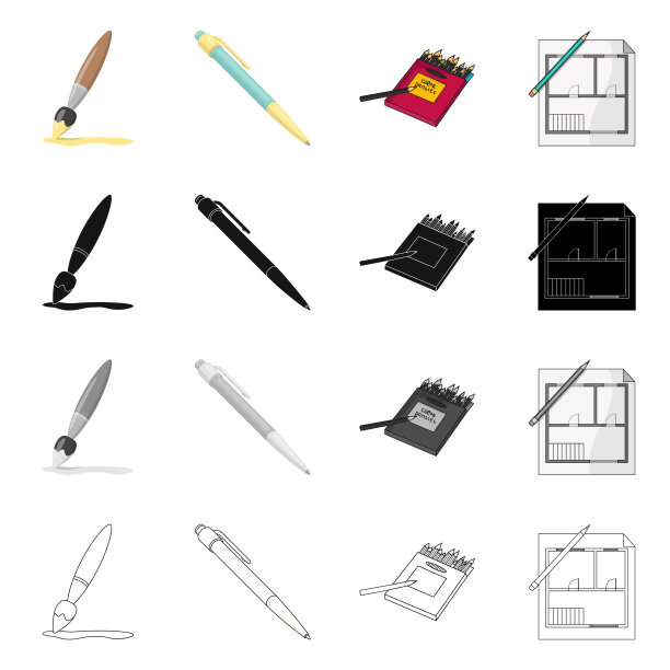 设计铅笔和锐化标志集图片下载