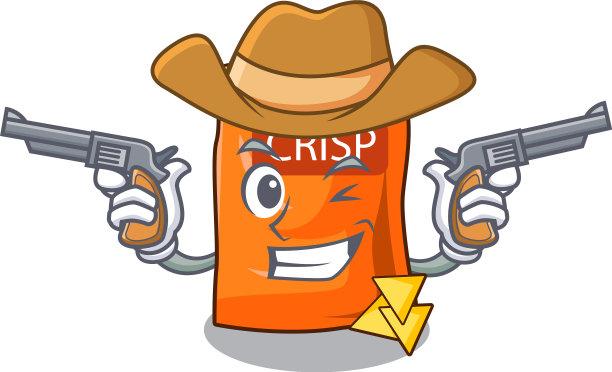 牛仔零食串薯片上的卡通图片下载