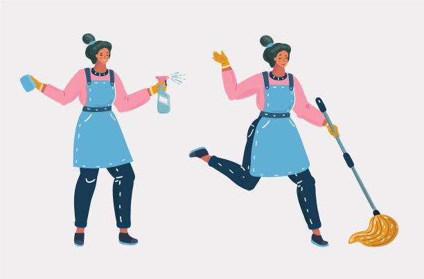 清洁工热情地准备着打扫图片下载