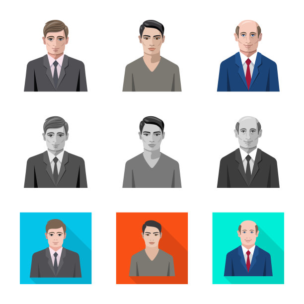 孤立对象发型和职业符号图片下载