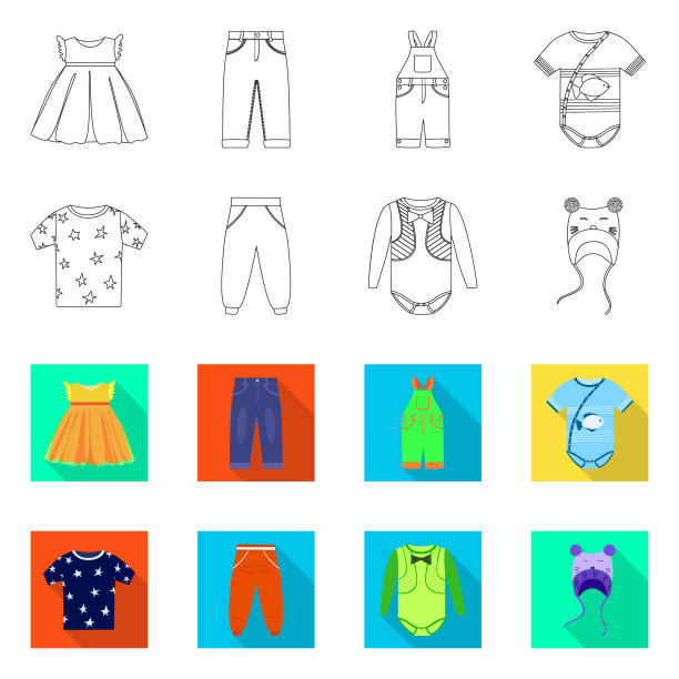 孤立对象时尚和服装符号集图片下载