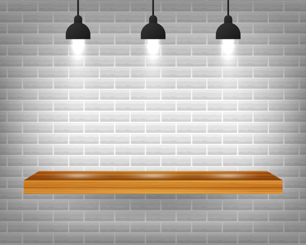 灰色砖墙上孤立着空空的木架图片下载