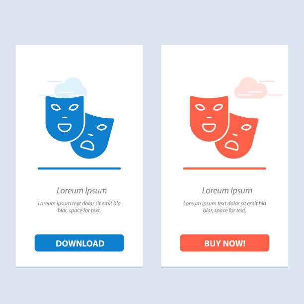 面具扮演剧场牧歌的蓝色和红色图片下载