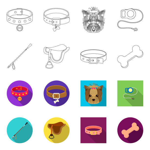 孤立对象宠物和附件标志集图片下载