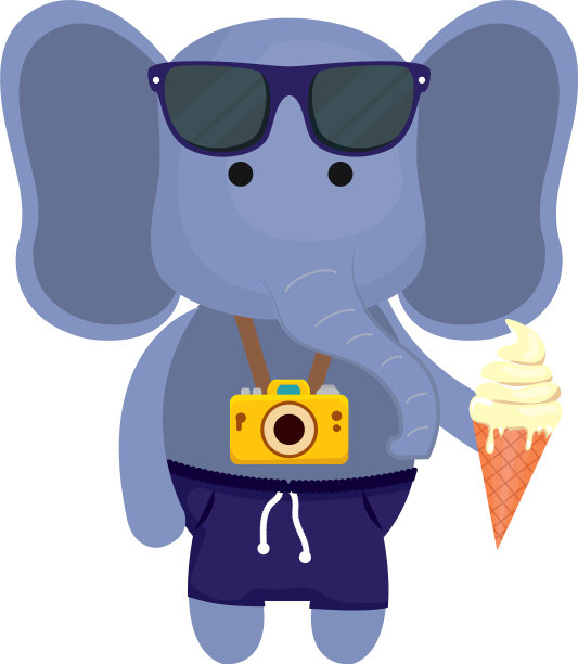 大象带着照相机和冰淇淋图片下载