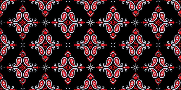 无缝图案基于装饰佩斯利手帕图片下载