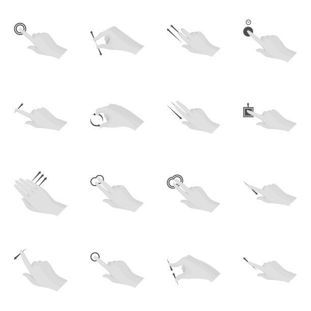 设计触摸屏和手的图标集图片下载