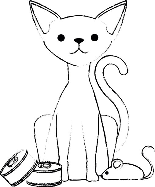 可爱的猫吉祥物与金枪鱼罐头性格图片下载