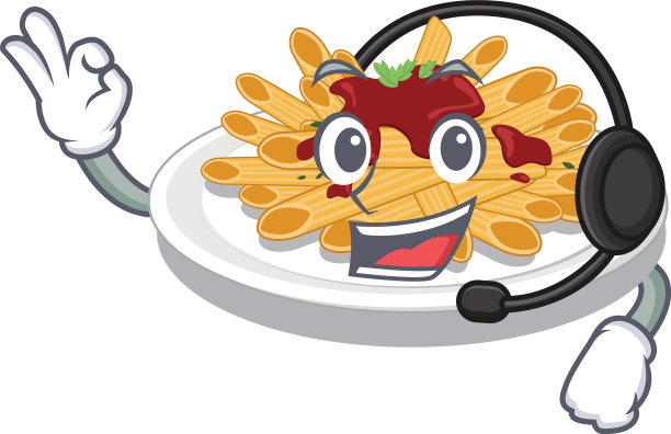 与耳机意大利面隔离与卡通图片下载