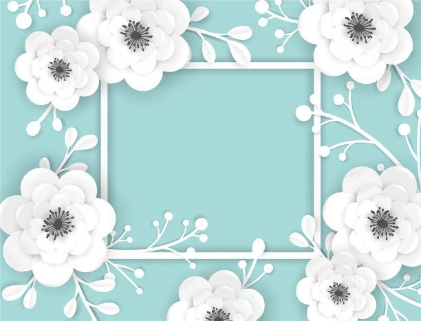 剪纸花框架贺卡模板图片下载