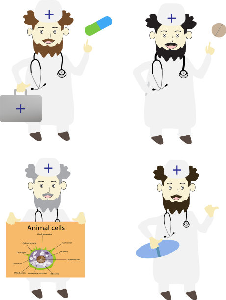 将4名医生置于孤立的背景下图片下载