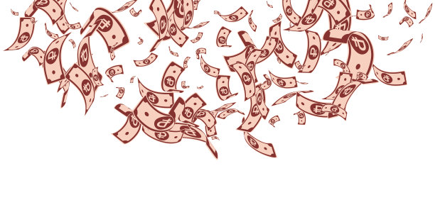 俄罗斯卢布纸币随机落在纸币上图片下载