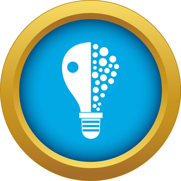 灯泡图标蓝色隔离图片下载