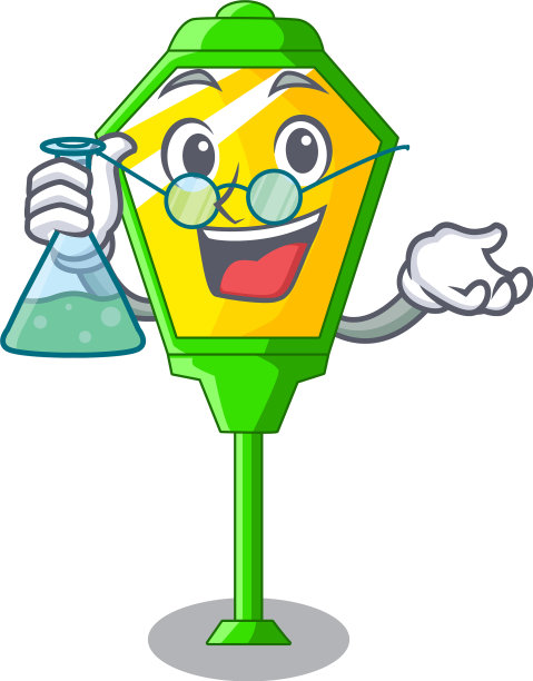 教授在路灯柱子上孤立吉祥物图片下载