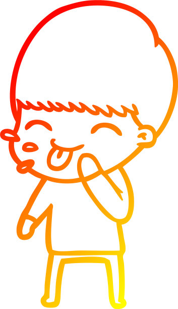 温暖的梯度线画出快乐的卡通男孩图片下载