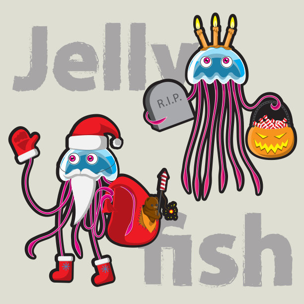 人物有趣的水母圣诞老人和图片下载