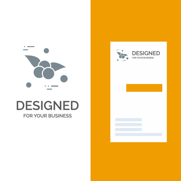 樱桃食品水果灰色标志设计与商业图片下载