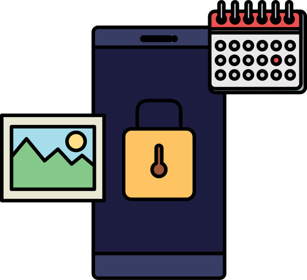 带有日历和挂锁的智能手机图片下载