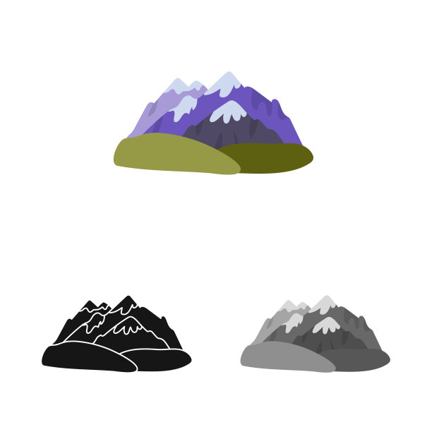 设计山和岩石标志图片下载