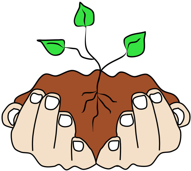 人的双手捧着泥土，生着绿芽图片下载