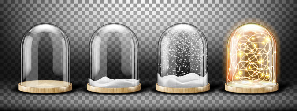 玻璃圆顶与雪逼真图片下载