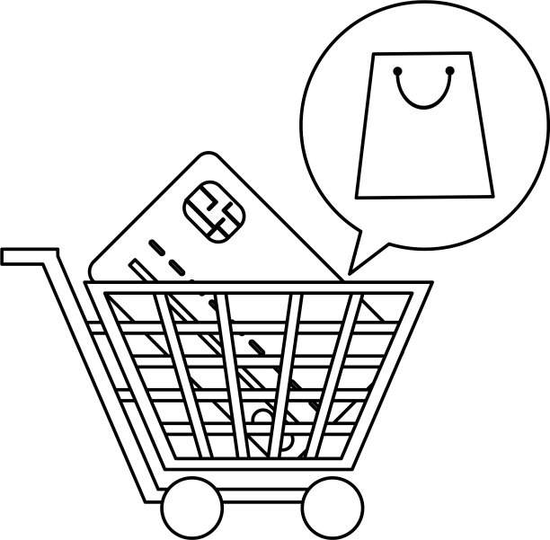 黑色和白色的信用卡购物车图片下载