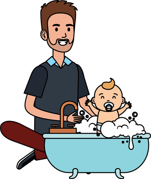 爸爸在浴缸里洗澡图片下载