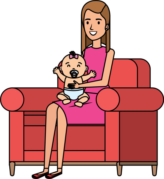 妈妈把小脚垫抬在沙发上图片下载