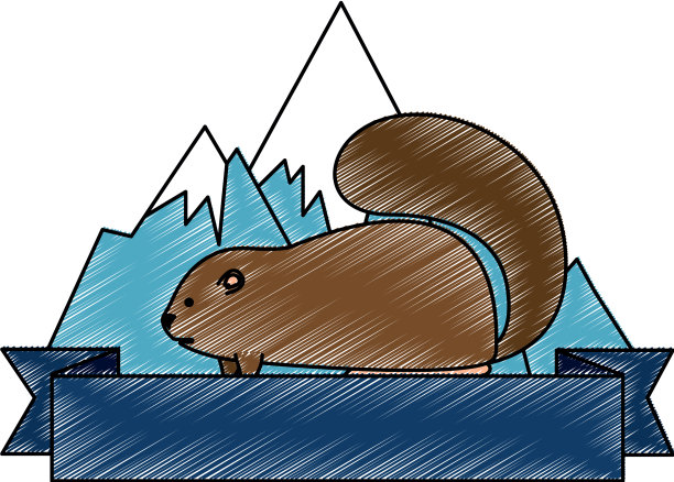 可爱的加拿大土拨鼠与丝带和景观图片下载