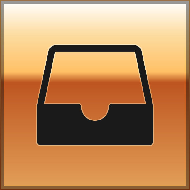 黑色社交媒体收件箱图标孤立在黄金上图片下载