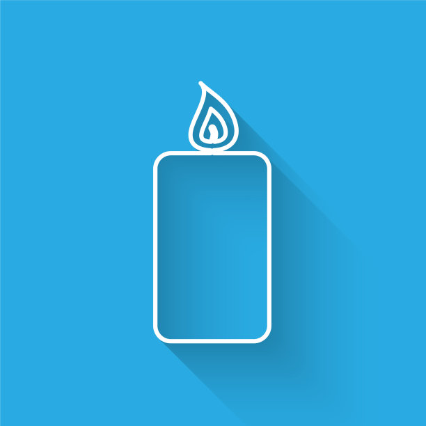 白色燃烧的蜡烛图标孤立与长图片下载