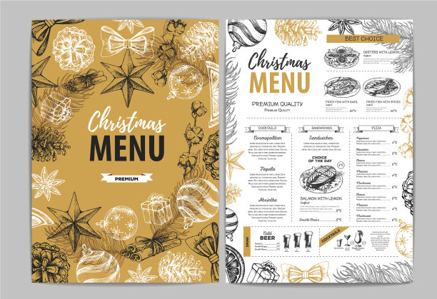 手绘圣诞节日菜单设计图片下载