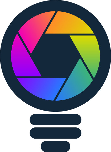 彩色快门形状的灯泡图标图片下载