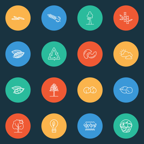 生态图标系列风格设置与水果桶图片下载