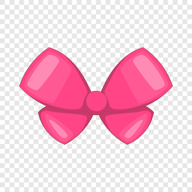 粉色蝴蝶结图标卡通风格图片下载